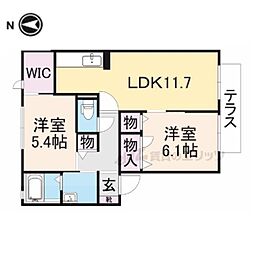 アーバヒルP 2LDKの間取図画像