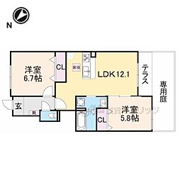 エスポワール・タミ 2LDKの間取図画像