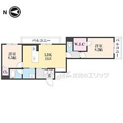 クオレール 2LDKの間取図画像