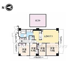 東急ドエルアルス大和八木 4LDKの間取図画像