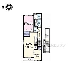 サンシャイン中曽司 1LDKの間取図画像