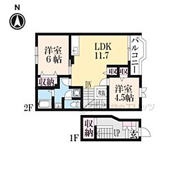 エストリーヴ 2LDKの間取図画像