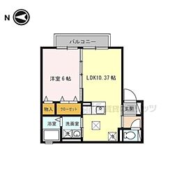 コージーコートヤギB 1LDKの間取図画像