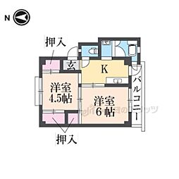 ビレッジハウス曽大根3号棟 2Kの間取図画像