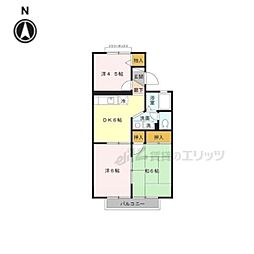 サニーコート四条A 3DKの間取図画像