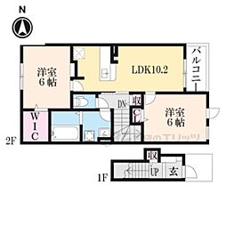 プレッソ橿原2 2LDKの間取図画像