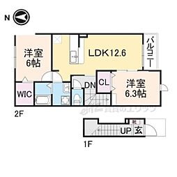 クラール・ブリーゼ 2LDKの間取図画像