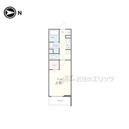クアトロ・ソレイユ 1Kの間取図画像