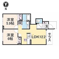 ノイエ・リヒト 2LDKの間取図画像