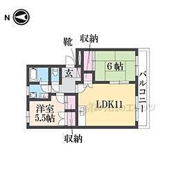 フローラルコート 2LDKの間取図画像