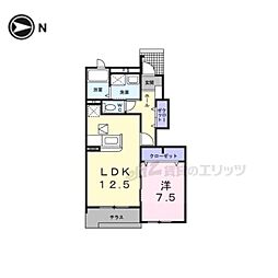 ガーデンヒルズ 1LDKの間取図画像