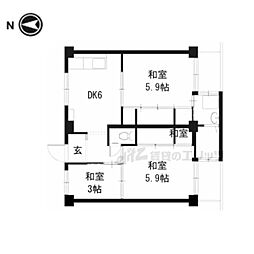 ビレッジハウス見瀬1号棟 3DKの間取図画像