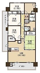グランシスフォート中百舌鳥3番館 4LDKの間取図画像