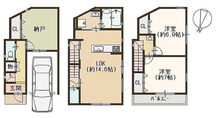 間取り 堺市東区南野田　中古戸建  