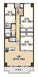 クローバーハイツ上野芝 3LDKの間取図画像