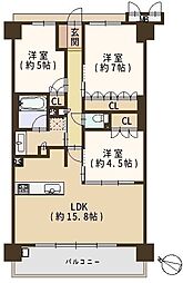 グランドパレス古市 3LDKの間取図画像