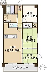 キャスビック田井城 3LDKの間取図画像