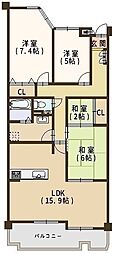グリーンコープ羽曳野 3SLDKの間取図画像