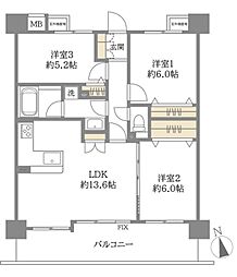 藤和シティホームズ江坂2 3LDKの間取図画像