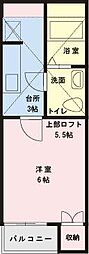 リバーコート 1Kの間取図画像