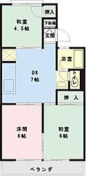 ラフォーレ富士見 3DKの間取図画像