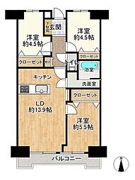 ライオンズプラザ北綾瀬 3LDKの間取図画像