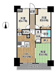 ナイスアーバン竹ノ塚 3DKの間取図画像
