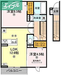 フォーゲルセレーノ B棟 2LDKの間取図画像