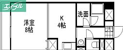 ロジェ岡本 1DKの間取図画像