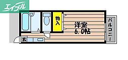 爪崎サンプラザ ワンルームの間取図画像