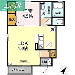 エトワール 1LDKの間取図画像