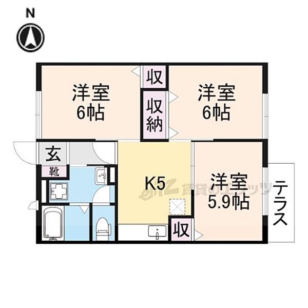 ファミール佐保 101｜奈良県奈良市法蓮町(賃貸アパート3DK・1階・54.92㎡)の写真 その2