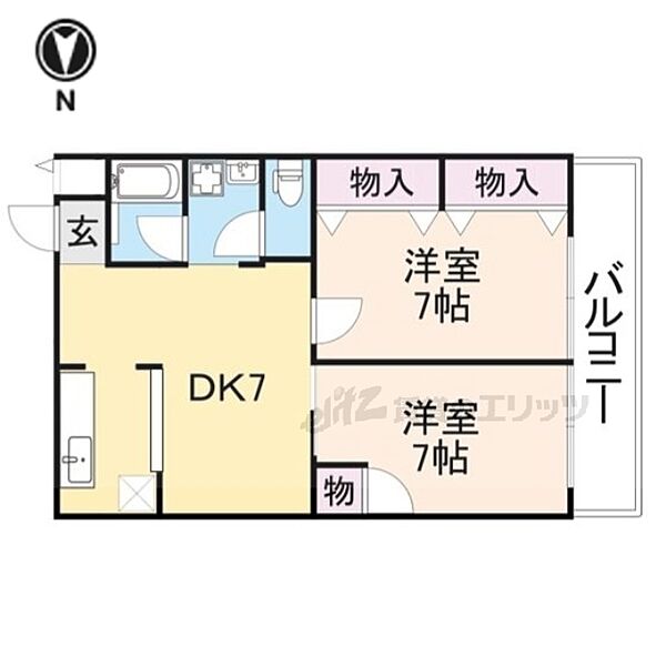 奈良県生駒市真弓1丁目(賃貸マンション2DK・2階・50.05㎡)の写真 その2