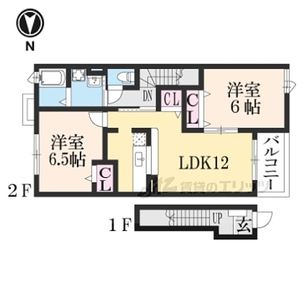 アルカンシェル　コリーヌ2 201｜大阪府枚方市田口４丁目(賃貸アパート2LDK・2階・58.86㎡)の写真 その2