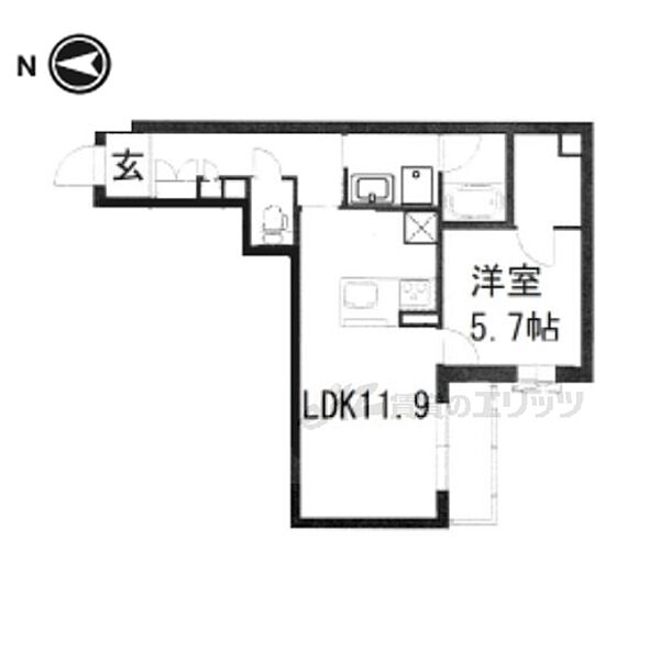 奈良県大和郡山市茶町(賃貸マンション1LDK・2階・47.41㎡)の写真 その2