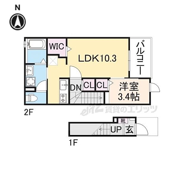 奈良県北葛城郡王寺町本町2丁目(賃貸アパート1LDK・2階・37.63㎡)の写真 その2