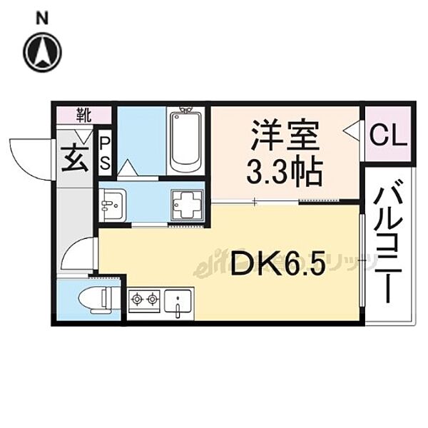 奈良県大和郡山市北郡山町(賃貸アパート1DK・2階・26.28㎡)の写真 その2