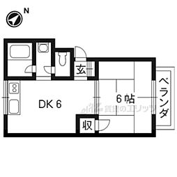 Mプラザ津田駅前5番館 1DKの間取図画像