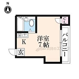 シップス甲斐田 ワンルームの間取図画像