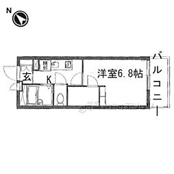 レオパレスハウス香里ケ丘 1Kの間取図画像