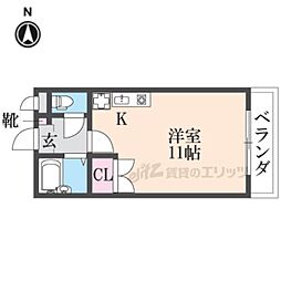 パティオ香里園東 ワンルームの間取図画像