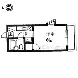 奥田ハイツ 1Kの間取図画像