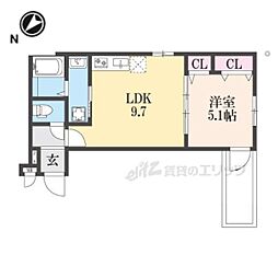 サンセレーノMINAMI 3階1LDKの間取り