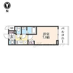 近鉄けいはんな線 荒本駅 徒歩11分の賃貸マンション 11階1Kの間取り