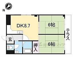 YOTハイツ 2DKの間取図画像