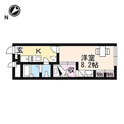 レオパレスカロン 1Kの間取図画像