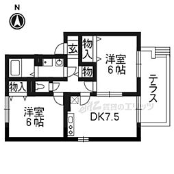 クレール・山之上 2DKの間取図画像