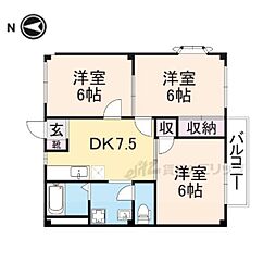 メゾンヤブウチ 3DKの間取図画像