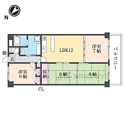 朝日プラザ香里菊ケ丘 4LDKの間取図画像