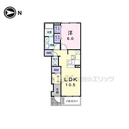 リヴ・シンヴィレッジ1棟 1LDKの間取図画像